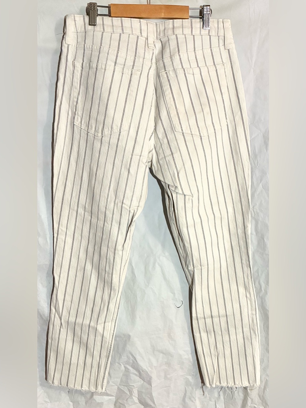 Abercrombie & Fitch Simone Slim Jeans Sz 31  12r High Rise Stripes Off White